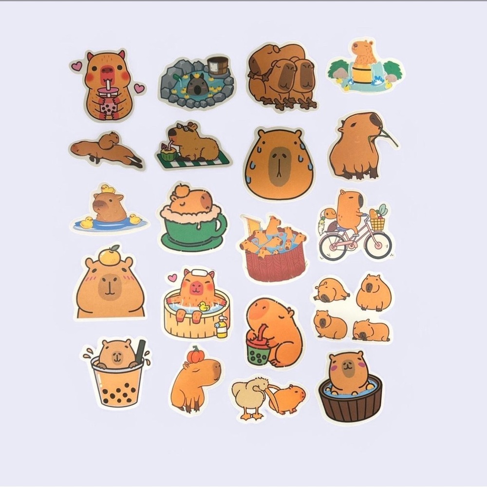 Capybara Sticker Set Brown and Tan - 20pc